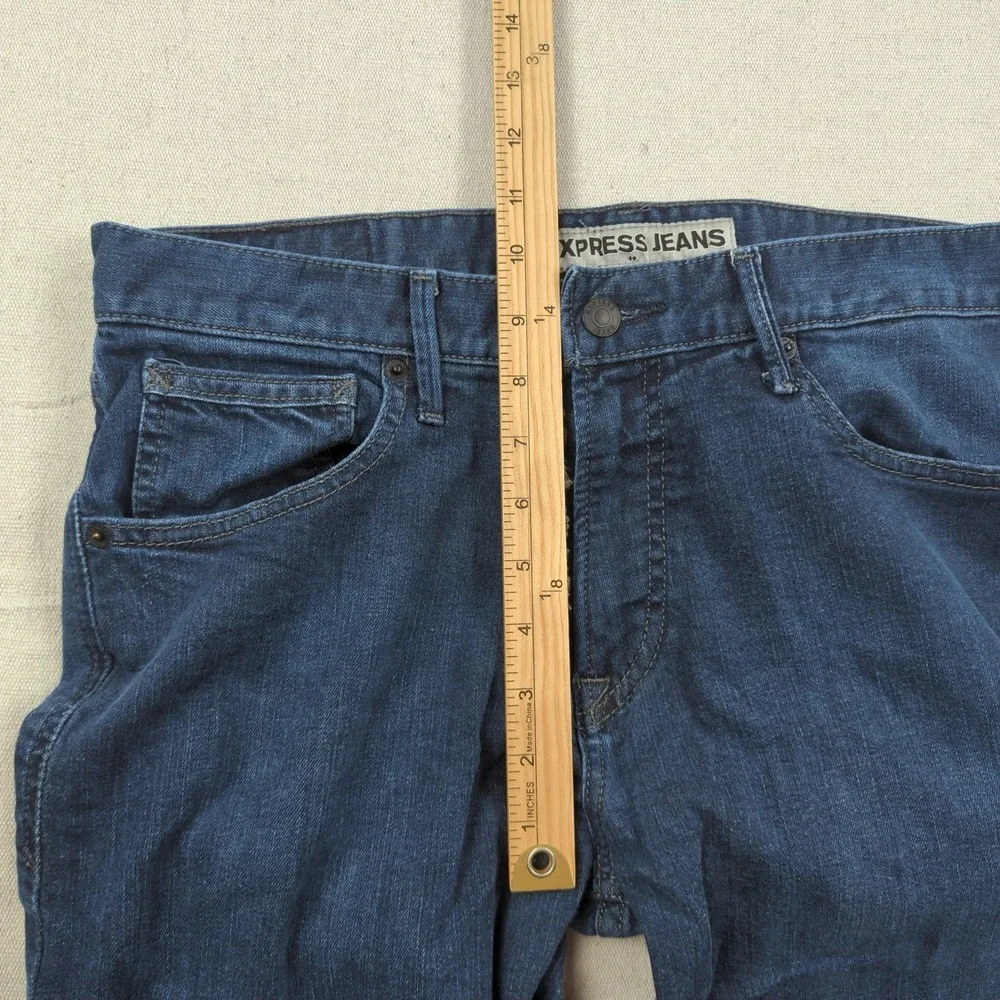 Express‎ Jeans Mens 33x30 Blue Kingston Classic Straight Dark Wash Stretch